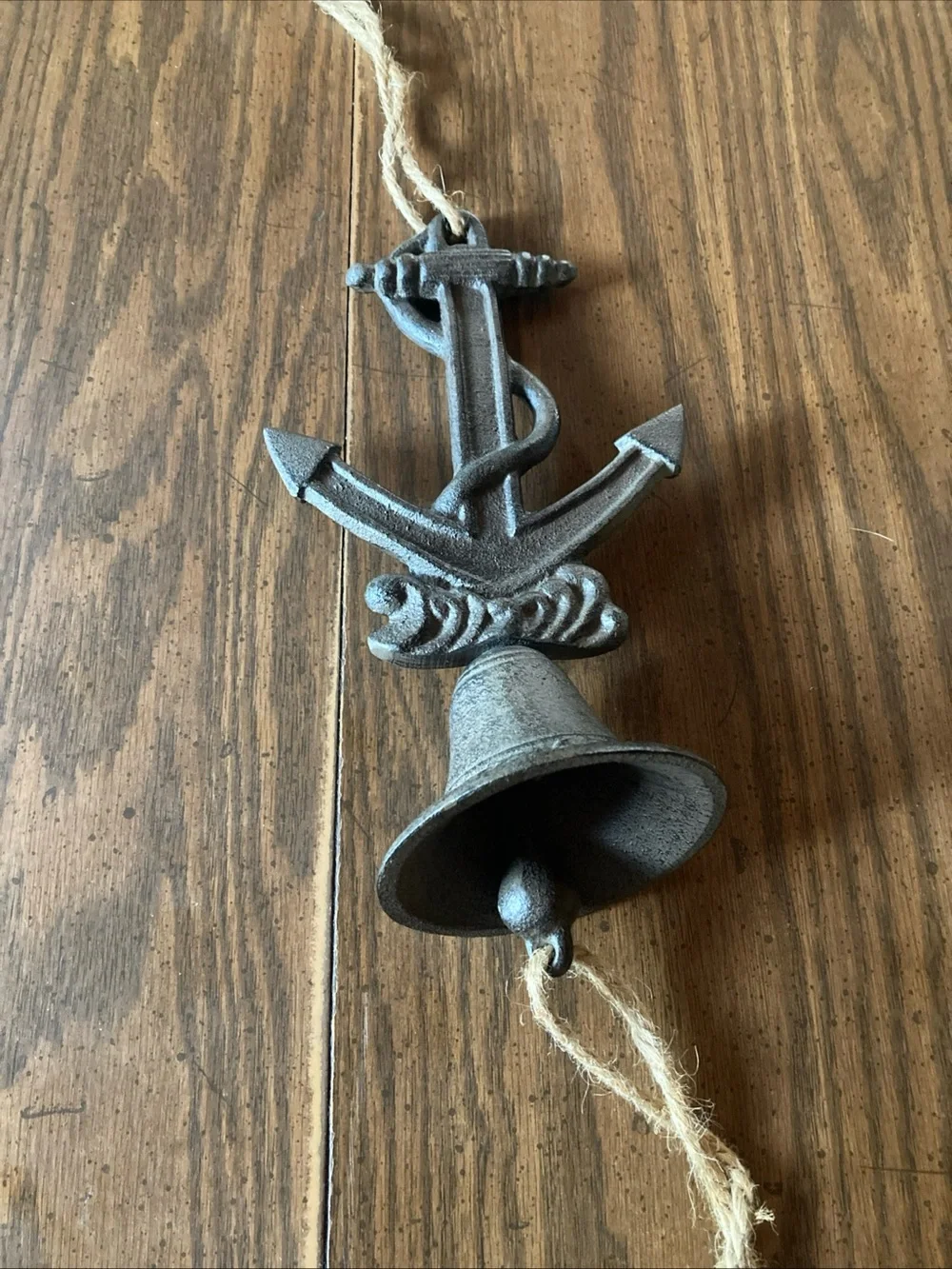 Rustic Anchor Wall Bell - Gray Cast Iron Home Wall Decor nautical beach house
